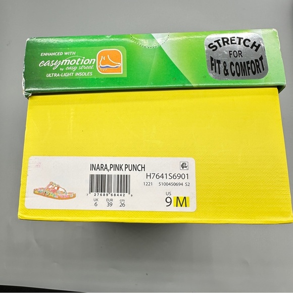 👉 Easy Street Inara Sandals Pink Punch Floral Size 9M Thong Comfort Slides - Picture 6 of 7